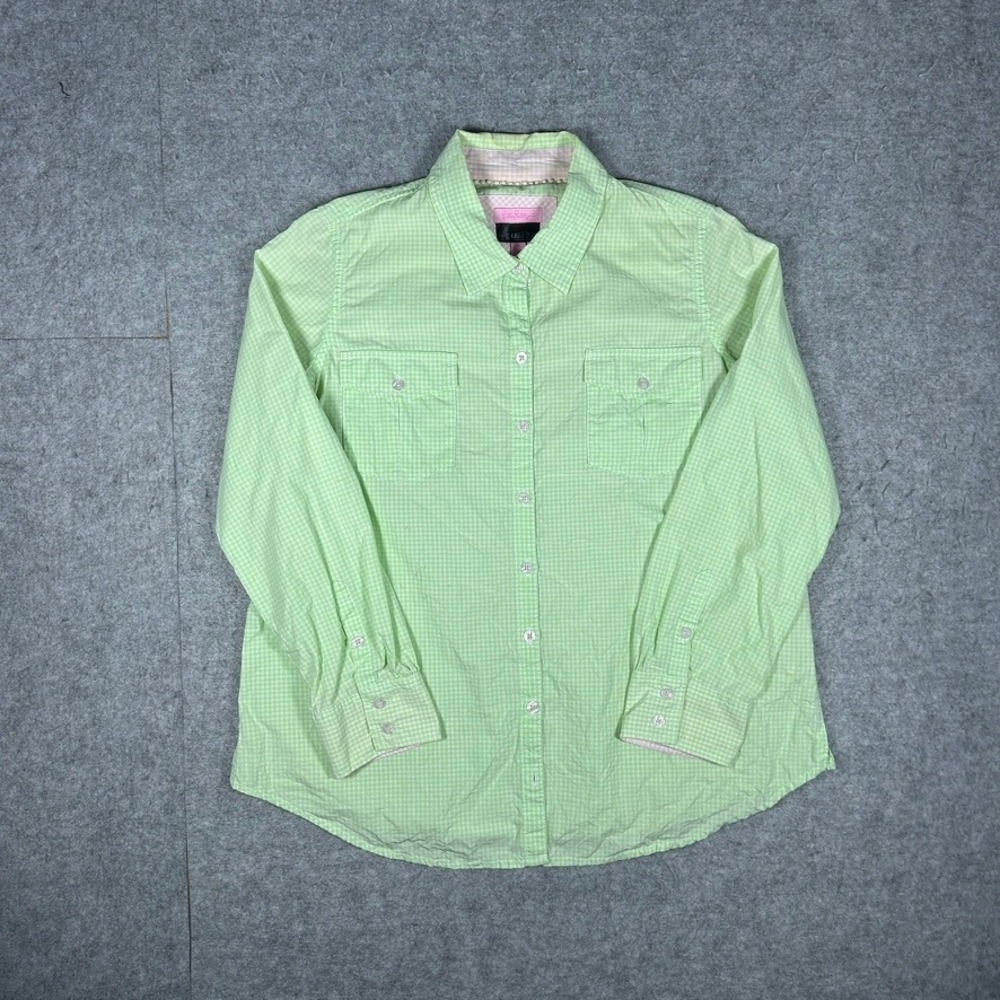 Lilly Pulitzer Shirt Women M Green Gingham Maternity Button Down